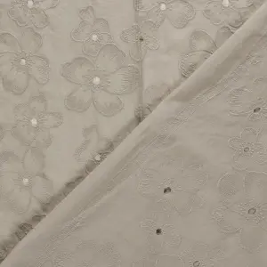 Poplin Brodat Floral - Beige