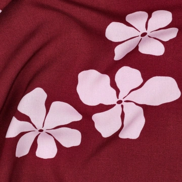 Vâscoză Lenzing™ Ecovero™ Flori - Burgundy - Img 3