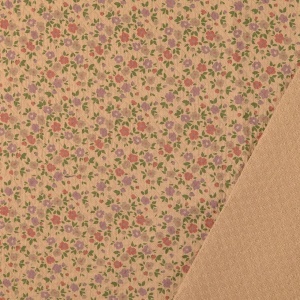 Bumbac gros imprimat cu floricele - Beige - Img 3