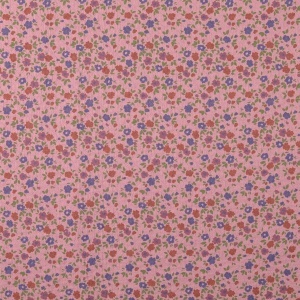 Bumbac gros imprimat cu floricele - Old Pink