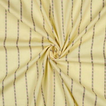 Material Bumbac Dobby Imprimat - Flower & Stripes Galben - Img 3
