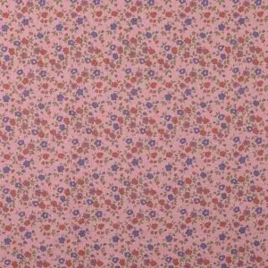 Material Bumbac gros imprimat cu floricele - Old Pink
