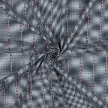 Material Bumbac Jacquard cu Flori - Albastru & Alb - Img 3