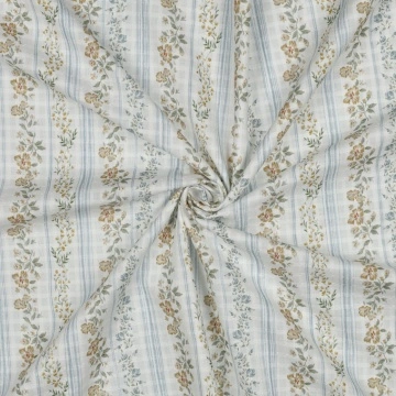 Material Bumbac Jacquard Imprimat - Flower & Checks Alb - Img 3