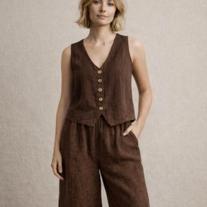 Material In Stonewashed (Slub) Maro - Chocolate Brown - Img 2