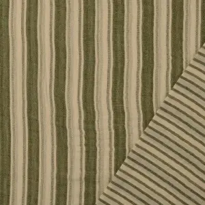 Material Muselină Două Fețe Dungi, 100% bumbac - Olive Green