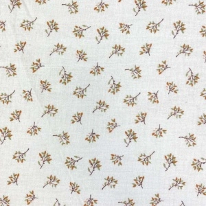 Material Muselină Imprimată Crenguțe, 100% bumbac - White