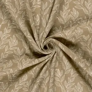 Material Muselină Imprimată Frunze, 100% bumbac - Beige - Img 2