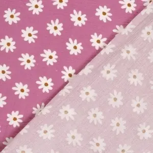 Material Muselină Imprimată Margarete, 100% bumbac - Pink - Img 4