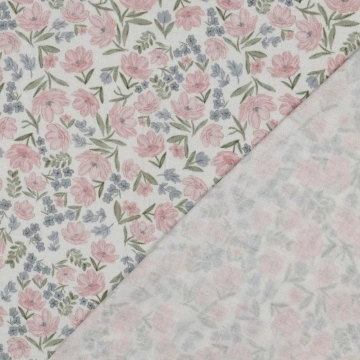 Material Muselină Organică GOTS Imprimată Digital, 100% bumbac - Flori - Img 4
