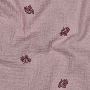 Muselină Brodata Flori - Mauve