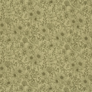 Muselină Imprimată Flori - Khaki Green - Img 2