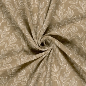 Muselină Imprimată Frunze - Beige - Img 2