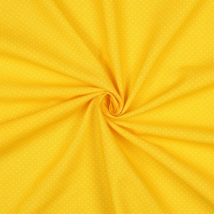 Poplin Bumbac Imprimat Buline Mici - Galben - Img 2