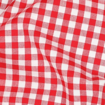 Poplin Imprimat Checks - Roșu