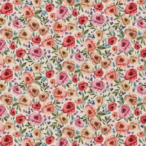 Bumbac Imprimat Digital Flori - Honorine Pink & Red
