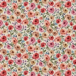 Bumbac Imprimat Digital Flori - Honorine Pink & Red