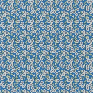 Bumbac Imprimat Floricele Mici - Blue & White - Img 2