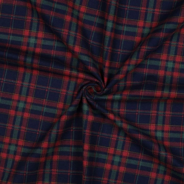 Flanel de bumbac în carouri - Navy, Roșu și Verde - Img 3