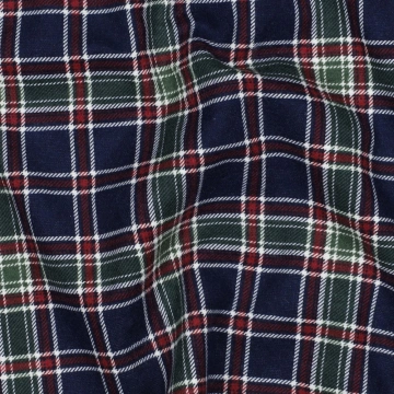 Flanel de bumbac în carouri - Navy și Alb - Img 2