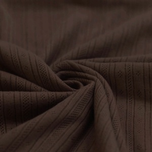Jerse Bumbac Pointelle Stripes - Chocolate Brown - Img 2