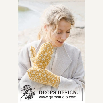 Kit DROPS Mănuși cu model nordic – Dandelion Field