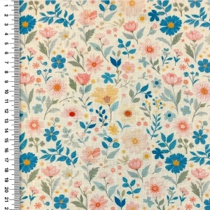 Material In și Vâscoză Imprimat - Sweet and Small Blue - Img 2