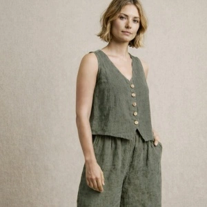 Material In Stonewashed (Slub) Verde - Army Green - Img 2