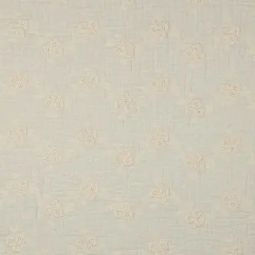 Material Muselină Brodată Floricele Mici, 100% bumbac - Natural - Img 2