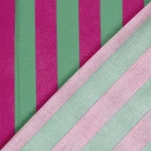 Material Muselină Imprimată Dungi Roz, 100% bumbac - Verde - Img 4
