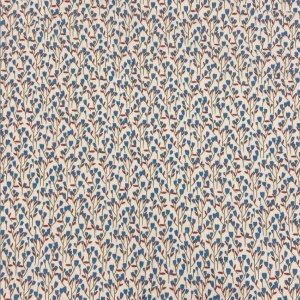 Material Muselină Imprimată Flori, 100% bumbac - Diletta Latte & Blue