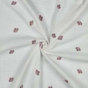 Muselină Brodata Flori - White - Img 2
