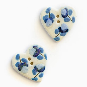 Nasturi Mari Inima cu Flori Albastre - Incomparable Buttons