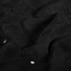 Poplin Brodat Floral - Black