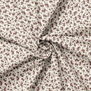 Poplin Imprimat Floricele- Capri Ecru & Grape