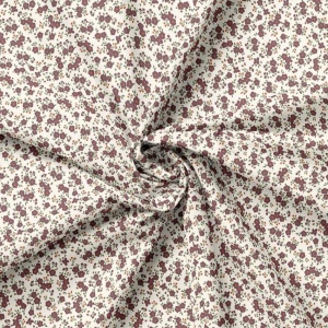Poplin Imprimat Floricere- Capri Ecru & Grape