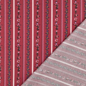 Poplin Premium Imprimat Digital Flori si Dungi - Burgundy - Img 4