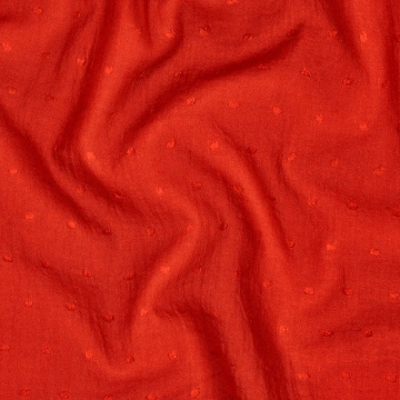 Voal de bumbac brodat cu buline - Plumetis Red - Img 2