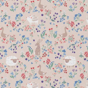 Bumbac Imprimat Animale - Berries Gray & Red