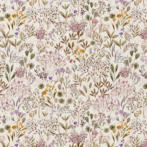 Bumbac Imprimat Digital Flori - Poacees Lilac & Green