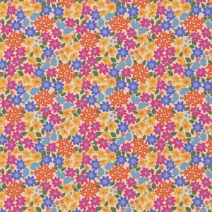 Bumbac Imprimat Flori - Pink & Yellow - Img 2