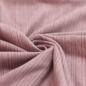Jerse Bumbac Pointelle Stripes - Old Pink - Img 2