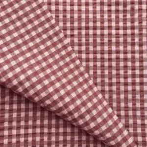 Material Bumbac gofrat Seersucker carouri Vichy - Cocoa & Rose