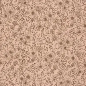 Material Muselină Imprimată Flori, 100% bumbac - Old Pink - Img 4