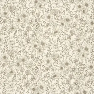 Material Muselină Imprimată Flori Botanice, 100% bumbac - Off White - Img 2