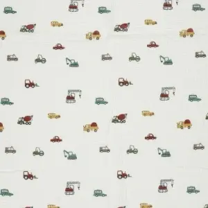 Material Muselină Imprimată Vehicule, 100% bumbac - Off White - Img 2
