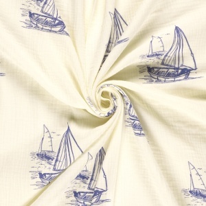 Muselina Imprimata barcute - Steel Blue