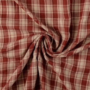Muselina Yarn Dyed cu Doua Fete Carouri Vichy - Red - Img 3