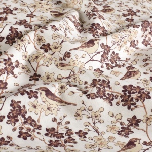 Poplin Imprimat pasari - off white
