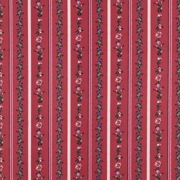 Poplin Premium Imprimat Digital Flori si Dungi - Burgundy
